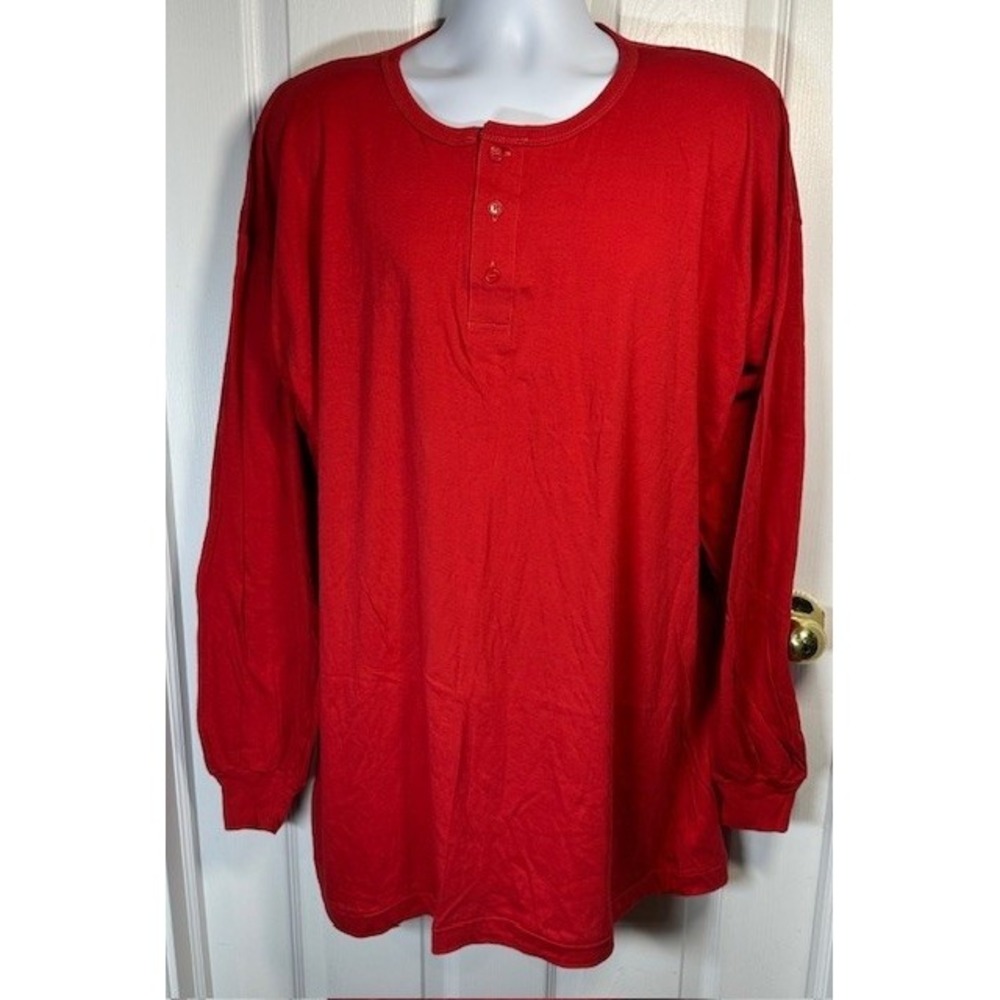 Vintage 80's McGregor Henley Shirt Long Sleeve Pajama Top Red Men's X-Large‎